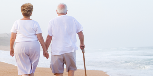 Elderly couple on beach